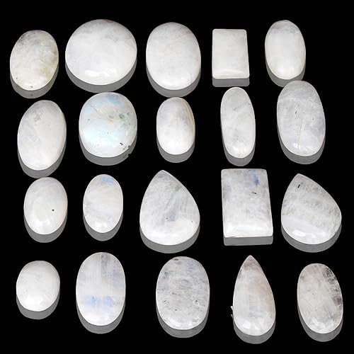 Miniatura 4 de GEMHUB Blue Flash Mix Cabujón Piedra Lunar 200.00 Ct Lot Natural Blanco Liso Piedra Lunar Piedras Gemas Sueltas EW-968, Gema, lote de piedras