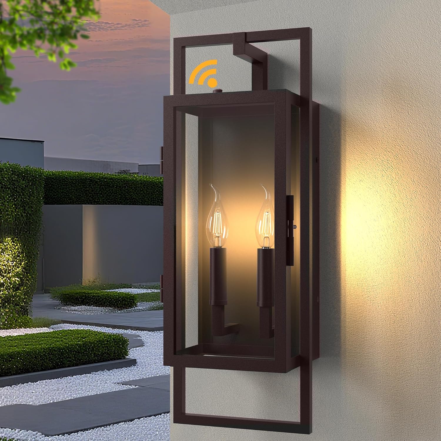 𝟐𝟏.𝟒𝟔𝐈𝐍 Oil Rubbed Bronze Outdoor Wall Sconce, Large Exterior Lighting Fixtures 2-Light, Waterproof Dusk to Dawn Outdoor Wall Light, Modern Outside Sconce Lights for Porch Garage