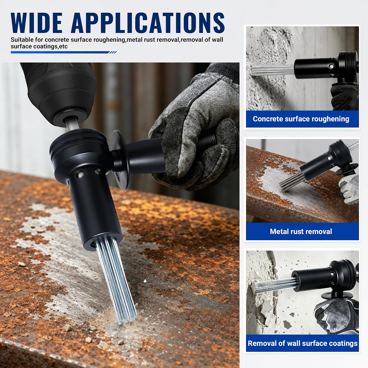 SDS Plus Needle Scaler Attachment,18Prong Electric Needle Scaler for Rotary Hammer Drill,Needle Gun Rust Removal,Paint Strip,Weld Clean,Concrete Scabbling