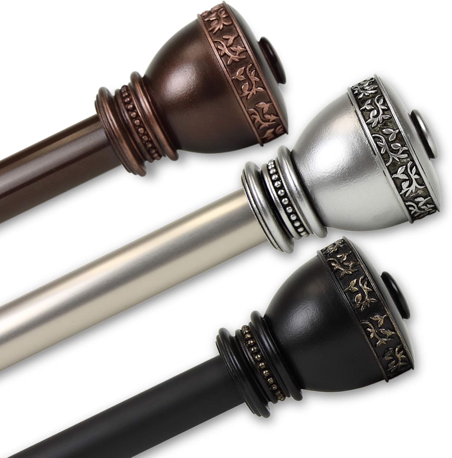 Rod Desyne 1" Delaney Curtain Rod, 120-170 inch, Black