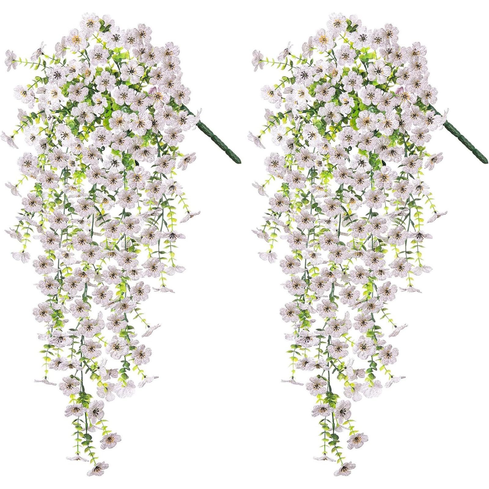 Msioytog 2Pcs Artificial Hanging Plant Flower Bouquets Hanging Vine Plant Drooping for Home Wall Garden Yard Patio Wedding Wall Decoration