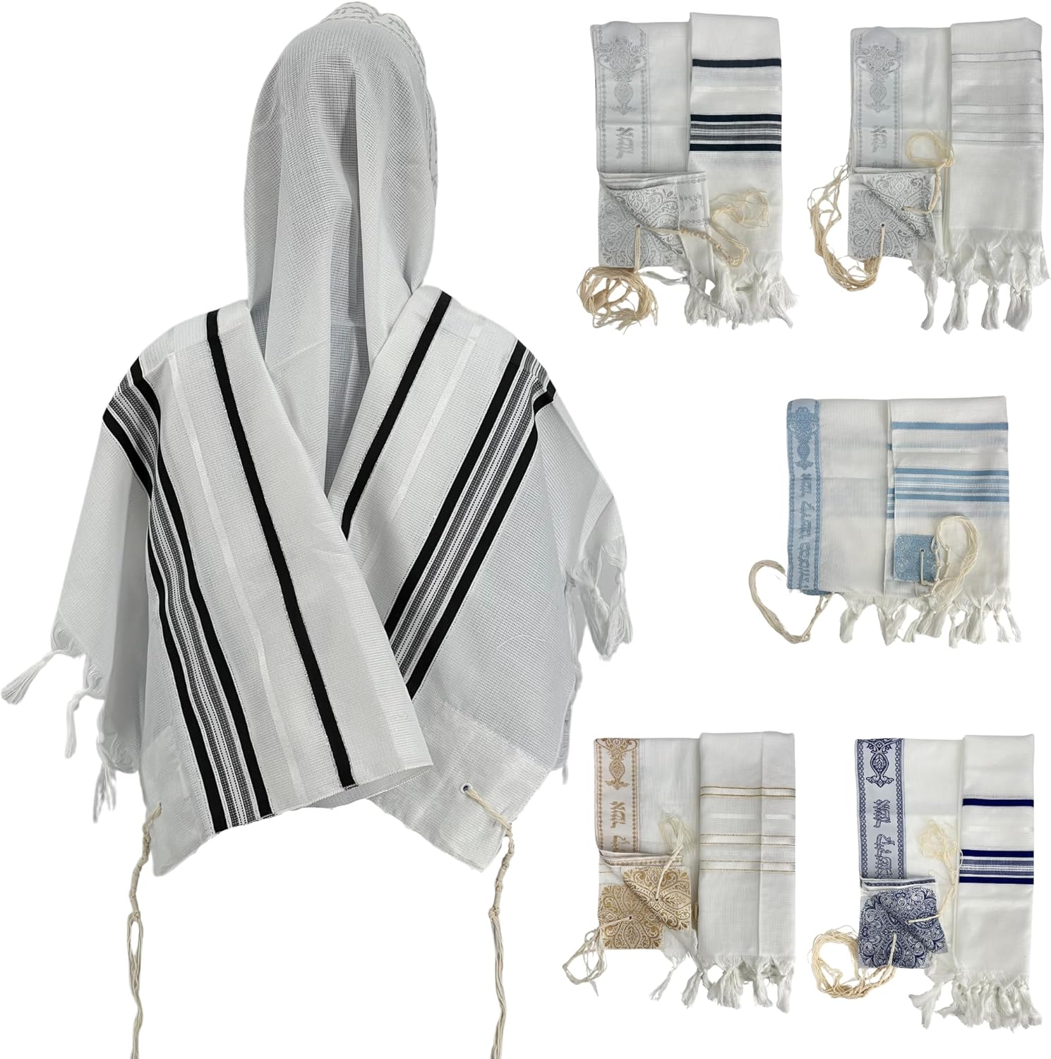 Kids' Tallit – Acrylic Ashkenazi Jewish Prayer Shawl for Boys - Traditional Tashbetz Design - Bar Mitzvah, Synagogue, Shabbat