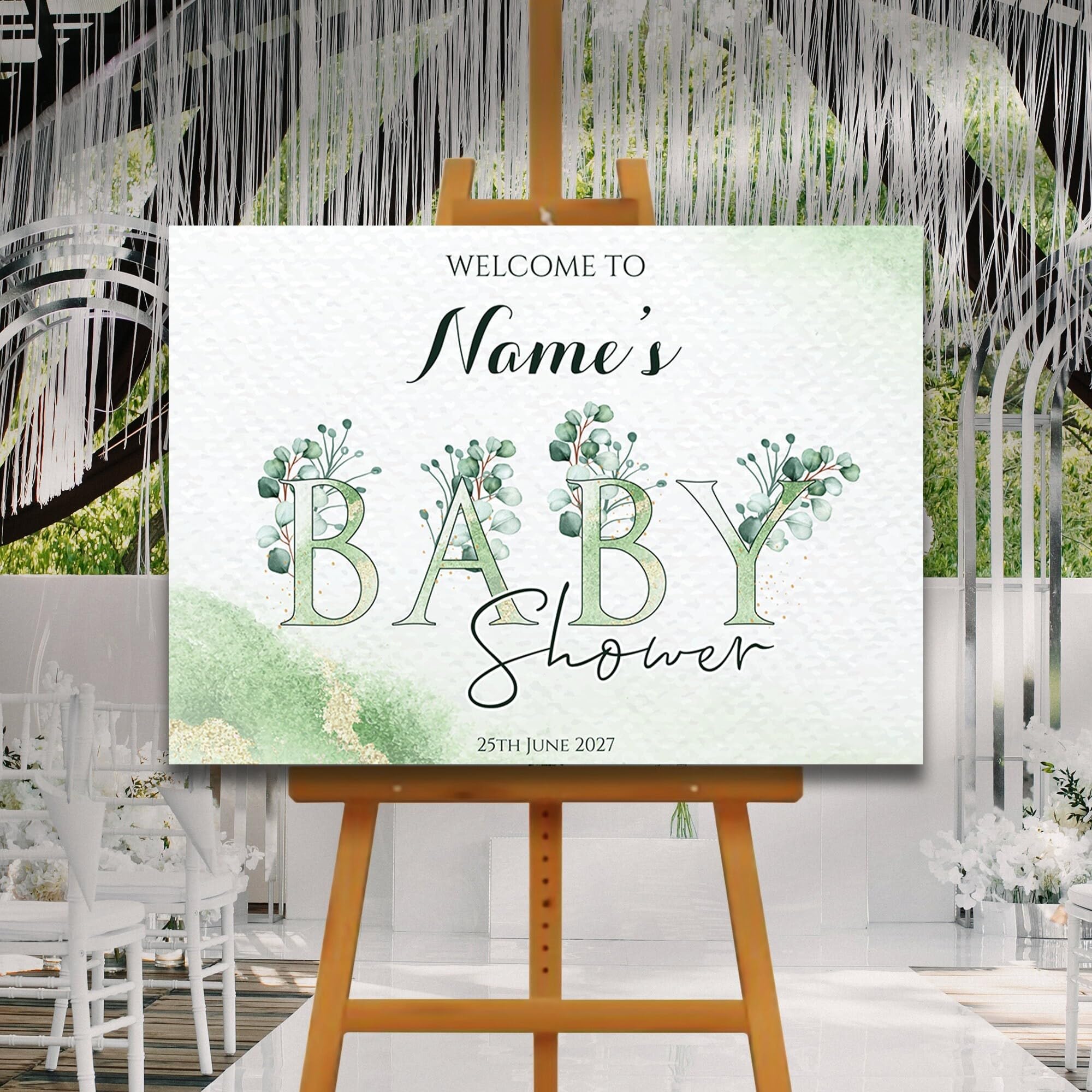 Eucalyptus Baby Shower Welcome Board, A1, A2, A3 or A4, Gender Neutral Baby Shower Sign, Baby Welcome Sign, Baby Boy Baby Girl Shower, Party