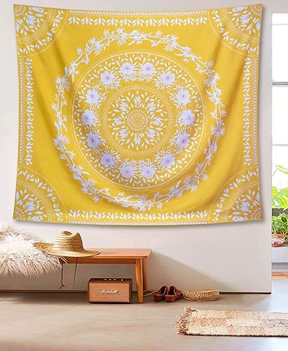 Miniatura 3 de Lifeel - Tapiz bohemio para colgar en la pared, tapiz hippie de mandala, medallón floral con diseño de corona estético, manta decorativa de pared
