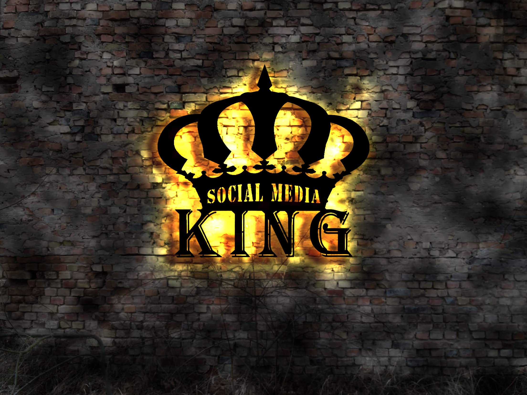 Cartel LED de chapa con texto en inglés "Social Media King no esmalte", cartel publicitario de madera, mensaje divertido