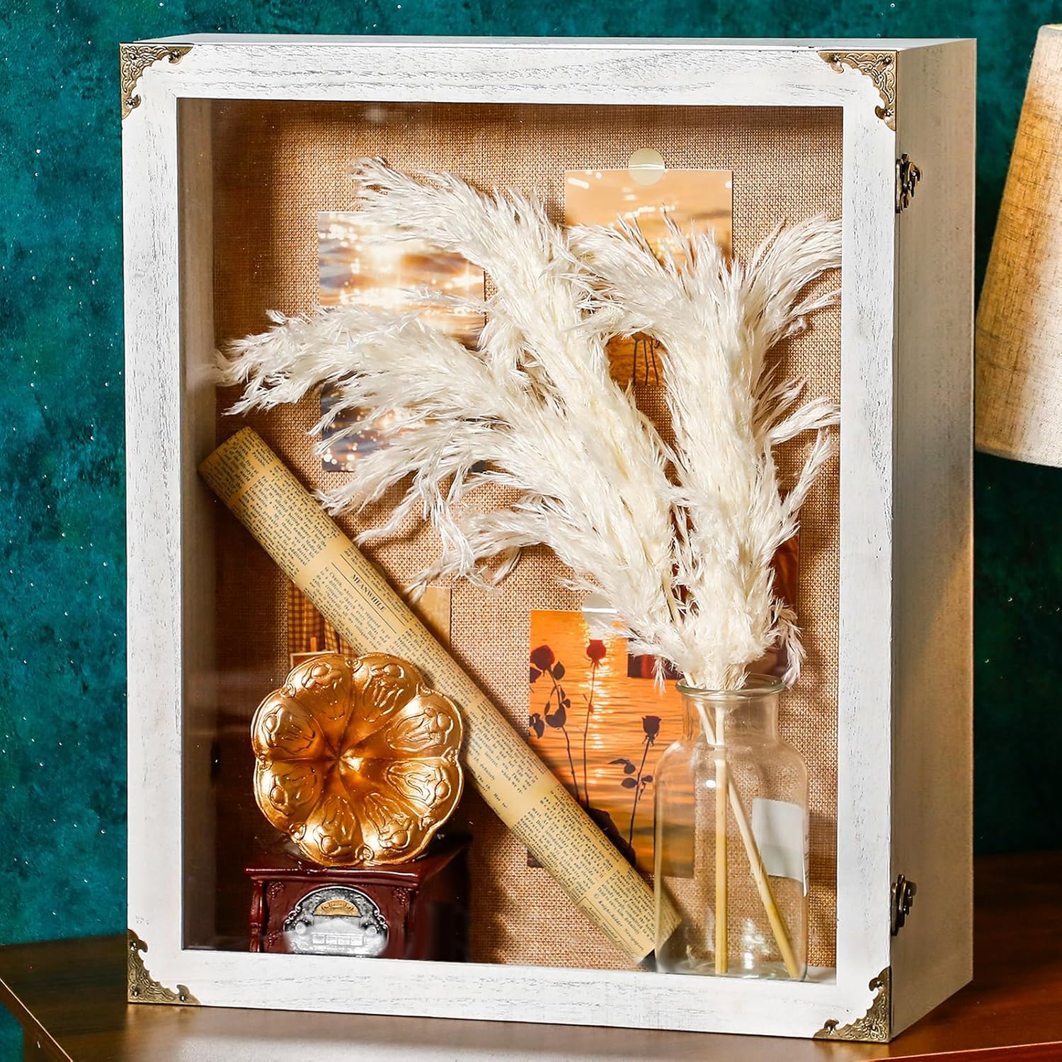 16x20 Inch Extra Deep Shadow Box Frame Depth 4.7in Shadow Boxes Display Cases with Cork Board Backing Rustic Burnt Wood Box for Flowers Bouquet Wedding Picture Photo and Keepsake(White) White 16x20 Inch