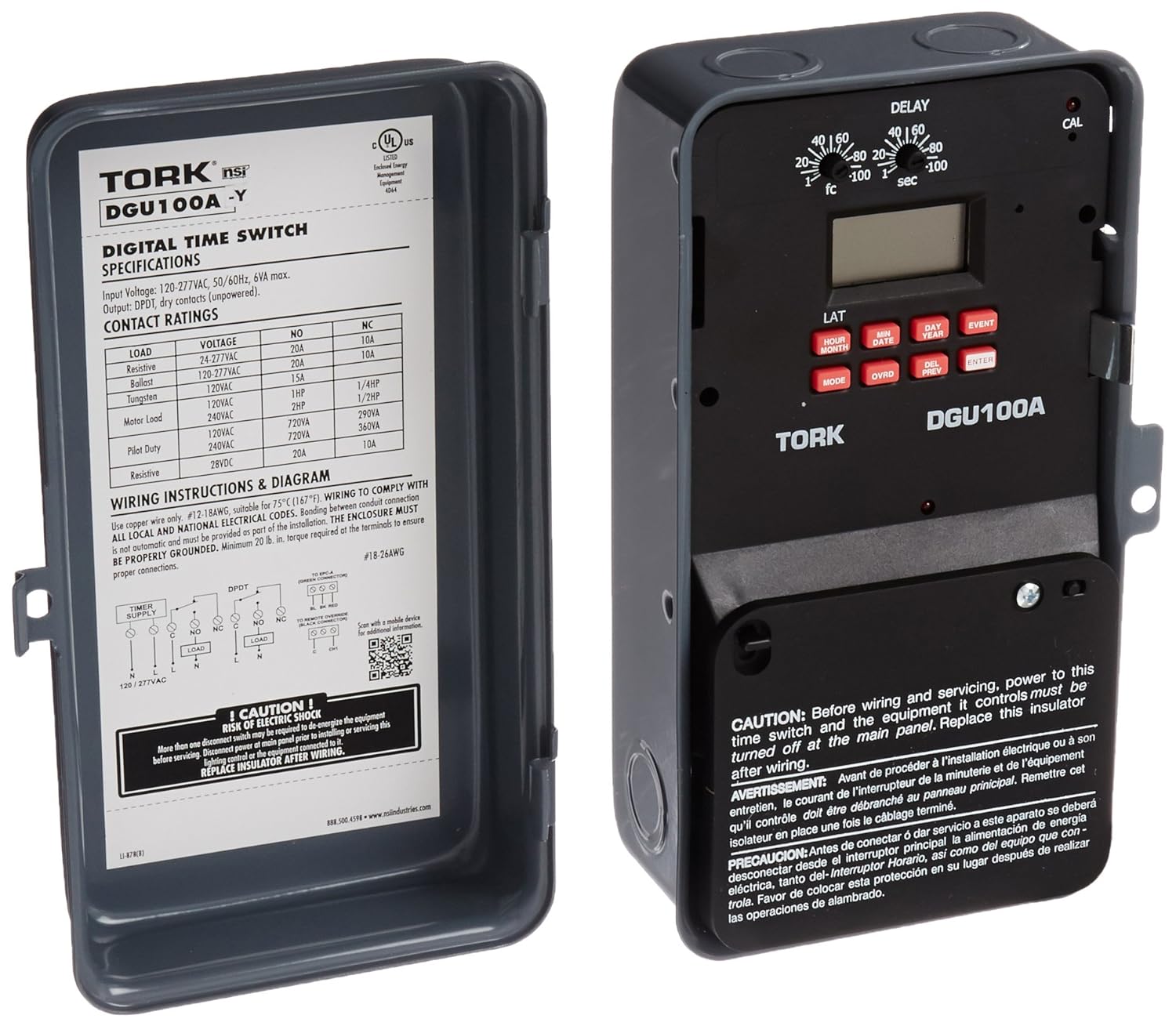 Rеvіеw DGU Series Lighting Control with Photo/Override Input Control Time Switch, Metal Indoor NEMA 1 Enclosure, 120-277 VAC 50/60 Hz Input Supply, DPDT Output Contact