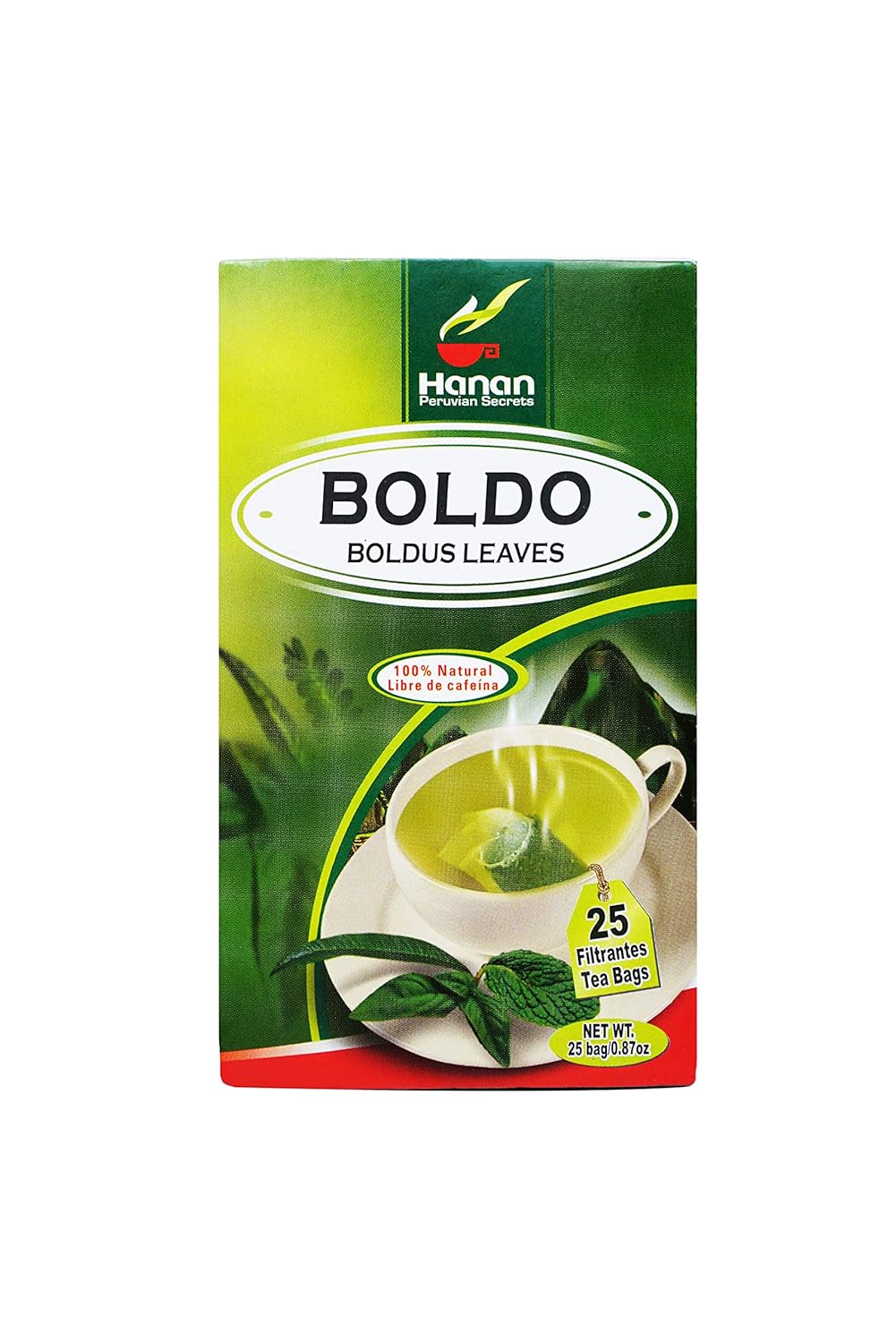 Hanan Peruvian Secrets Boldo Herbal Tea | 100% Natural Boldus | 25 Tea Bags | Naturally Acts as a Diuretic and Mild Laxative |Promotes Good Digestion (6 Pack)