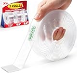 3 Rolls Double Sided Tape Heavy Duty - Total 30FT, Extra Strong Nano Tape Adhesive Strips Filament Tape, Clear Mounting Tape Removable Two Sided Adhesive Tape for Walls, Posters, Rug, Picture Hanging