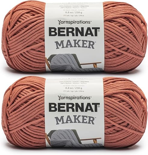 Bernat Maker Fawn Yarn - 2 Pack of 250g/8.8oz - 72% Cotton 28% Nylon - #5 Bulky - 290m/317Yards - for Knitting, Crochet and Amigurumi