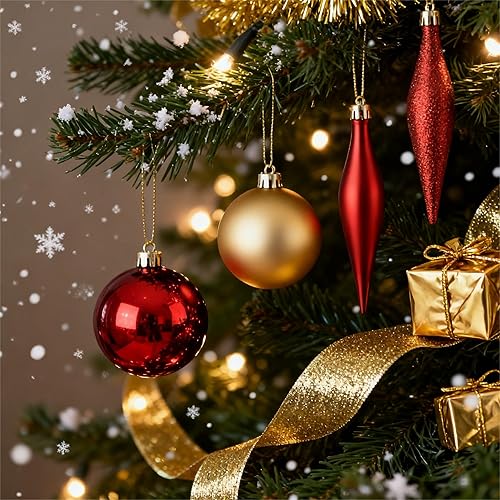 Miniatura 8 de Adornos de bola para árbol de Navidad, 2.36 pulgadas, adornos decorativos para festividades (50 unidades de Navidad)