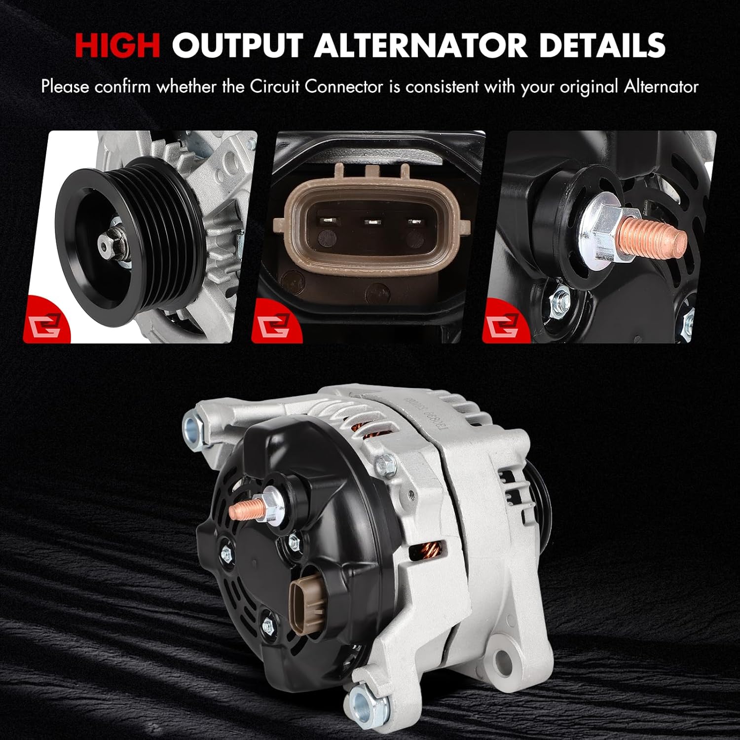 New Alternator Fit for Hyundai for Santa Fe Sport 2017-2018 for Hyundai for Sonata 2015-2019 for Hyundai for Santa Fe 2019-2020, Replace 104211-8790 373002G061