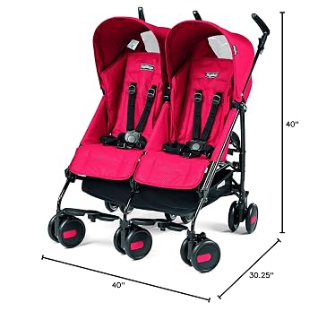 Peg Perego Pliko Mini Twin Baby Stroller, Mod Red