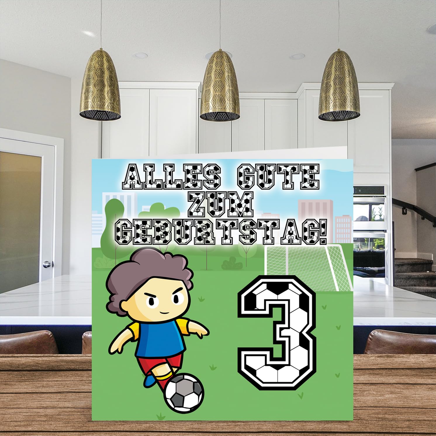 Geburtstagskarte Zum 3. Geburtstag – Fußball-Design Für Jungen/Mädchen, Meilenstein-Karte Für Enkel, 150x150 Mm