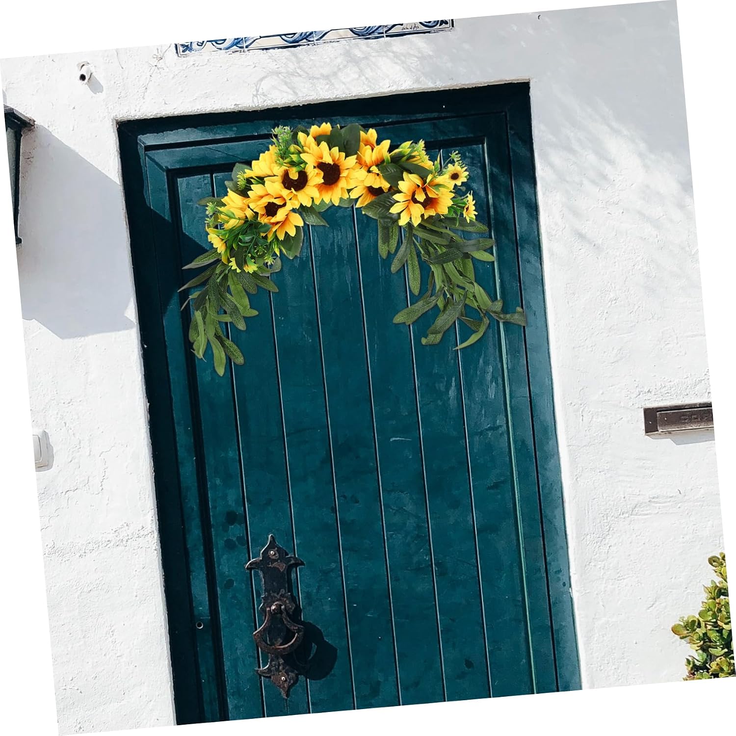 Artificial Sunflower Wreath for Front Door Wedding Decoration Faux Floral Swag Charming Home Decor Present for Loved Ones Brighten Your Space with Sunflower Petals