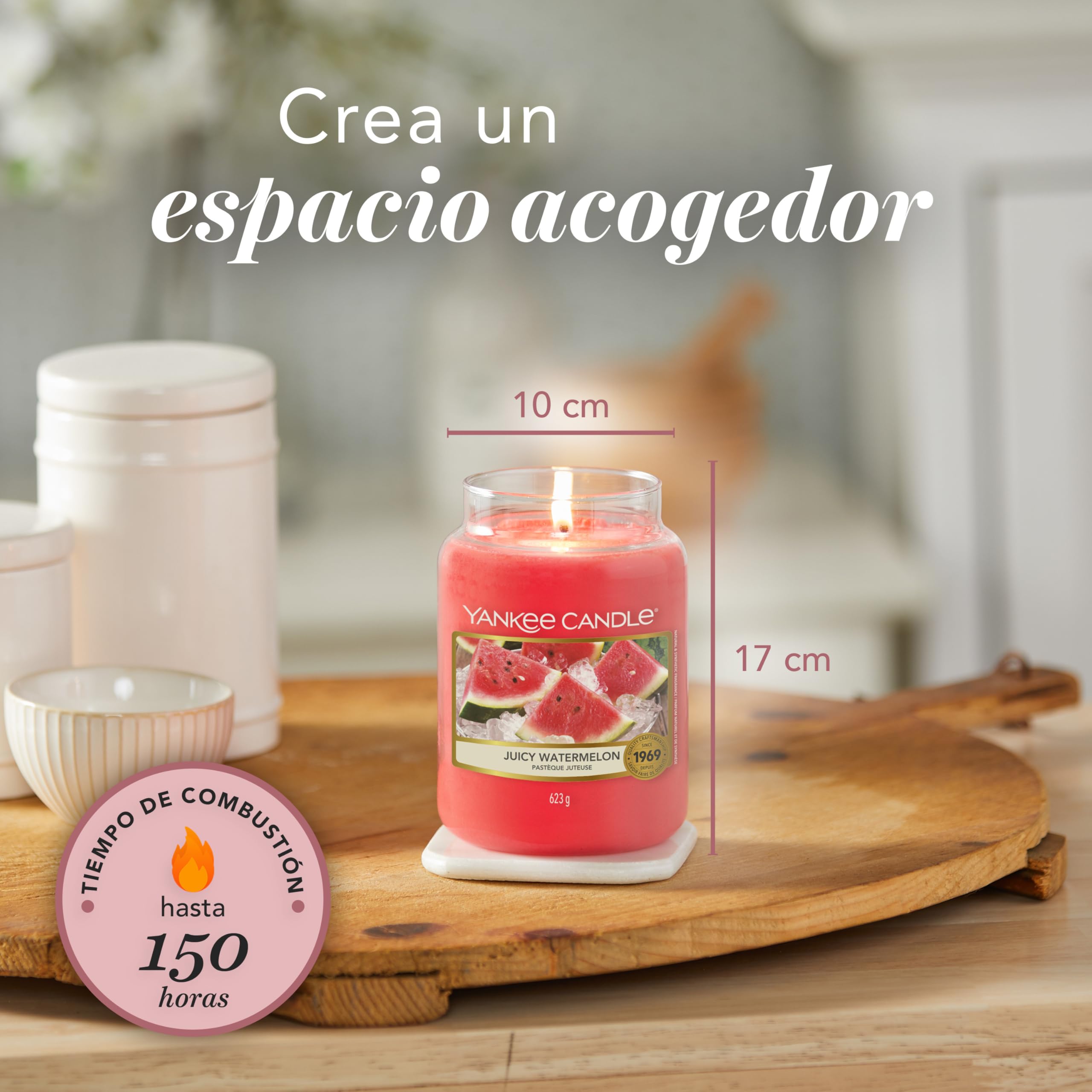 Yankee Candle Vela pefumada | Juicy Watermelon vela en tarro grande | Velas de larga duración: hasta 150 h | Regalos perfectos para mujeres