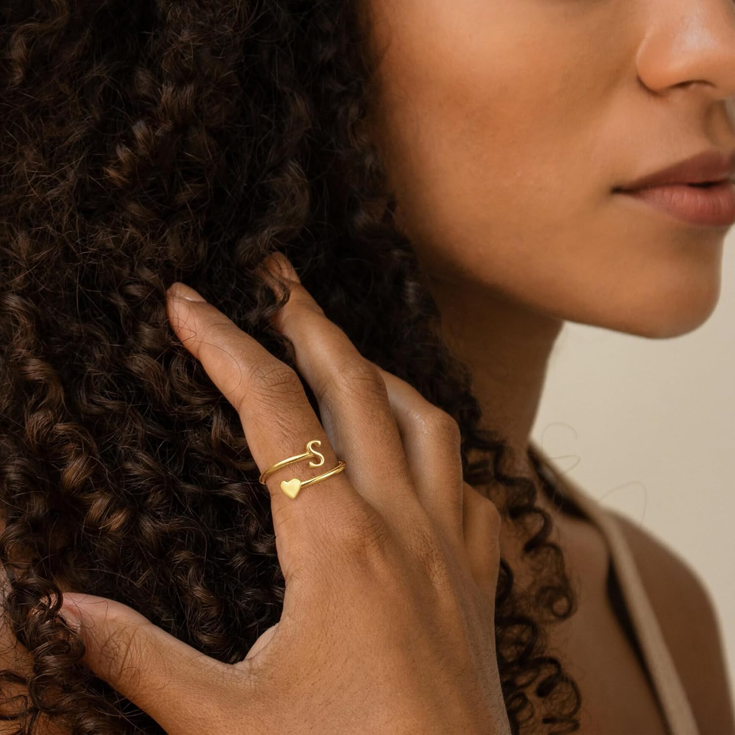 Initial Rings for Women Girls - Valentines Day Gifts for Her, Adjustable Rings for Women Non Tarnish Letter A-Z Dainty Heart Ring Teen Girls Gifts Trendy Stuff Personalized Jewelry Gift - Image 5