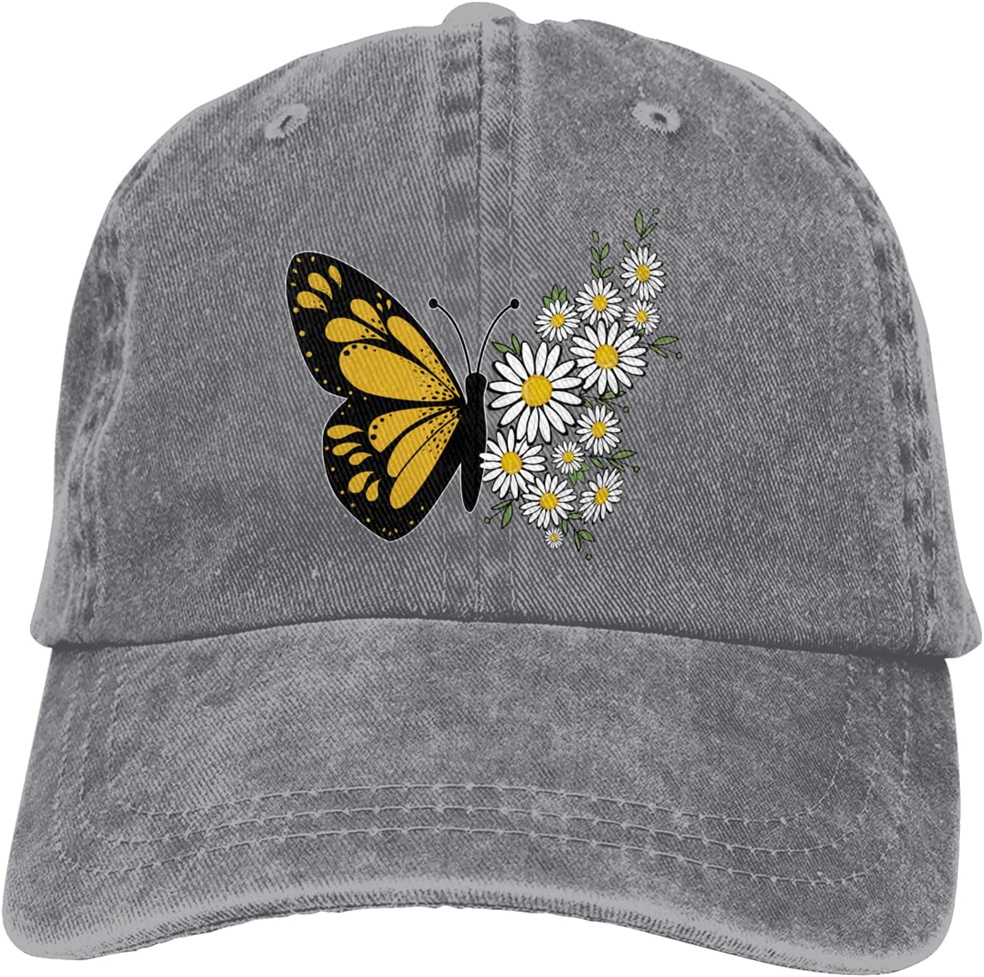 NVJUI JUFOPL Women's Butterflies and Daisies Sunflower Baseball Cap, Adjustable Vintage Dad Hat