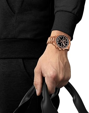 Tissot PR516 Chronograph, Swiss Quartz Watch for Men, Stainless Steel Case and Bracelet with Rose Gold PVD Coating, 41mm, T1494173305100
