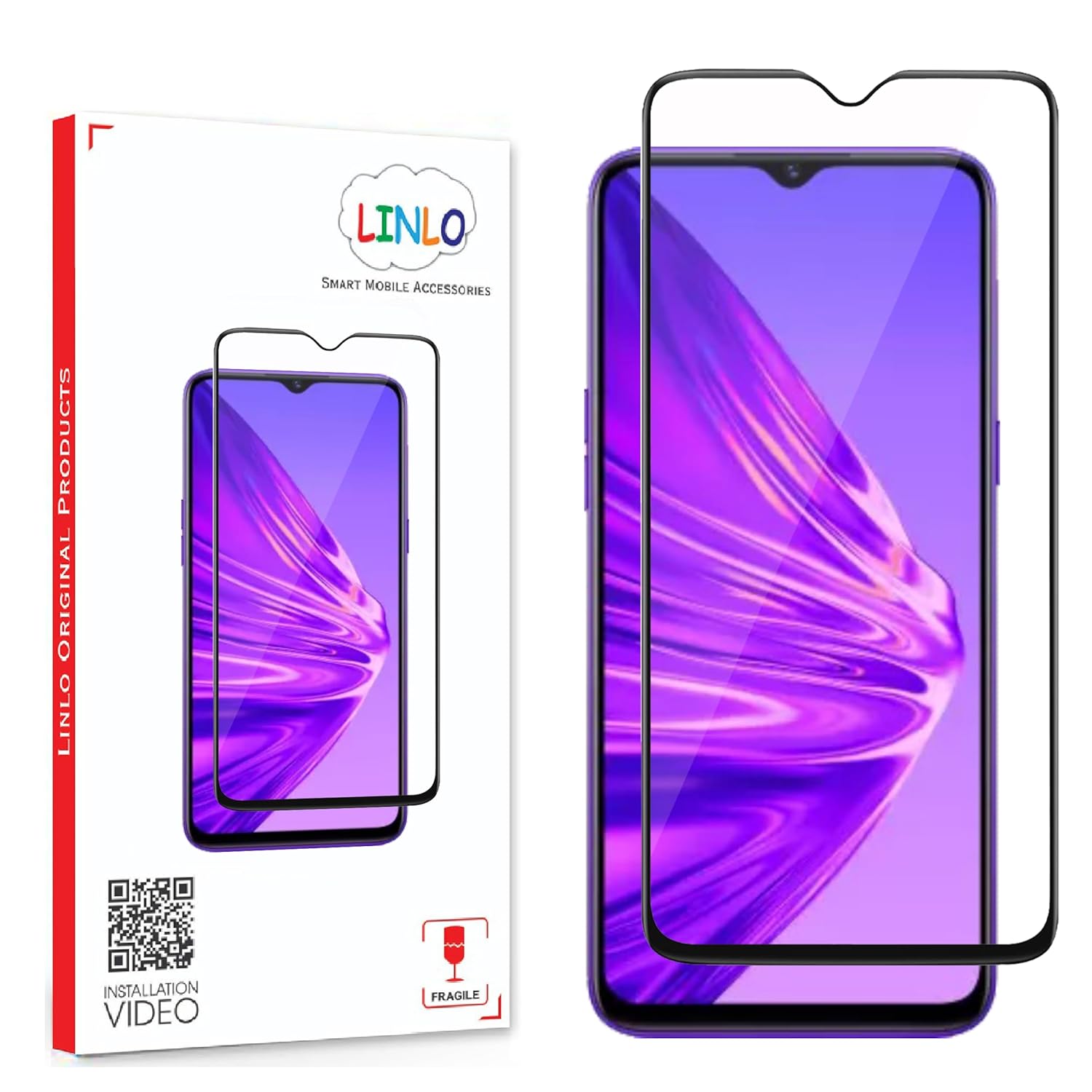 LINLO Premium Tempered Glass Screen Protector Compatible for Realme 5 ...