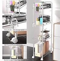 Vista 3 de SPACEKEEPER Carrito de almacenamiento de acrílico con ruedas de 4 niveles, organizador de carrito de baño transparente, carrito utilitario rodante