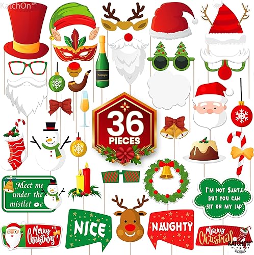 Miniatura 2 de KatchOn, Kit de accesorios para cabina de fotos de Navidad, grande, paquete de 36 | Accesorios de fotos de Navidad para fotografía | Accesorios de