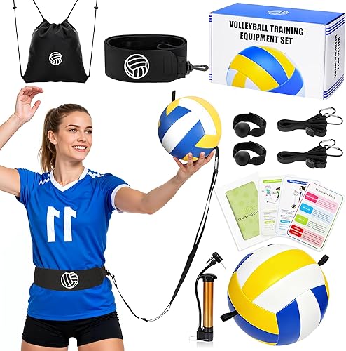 Juego de ayuda de equipo de entrenamiento de voleibol con pelota de entrenamiento personalizada y 15 tarjetas de perforación, kit de entrenamiento