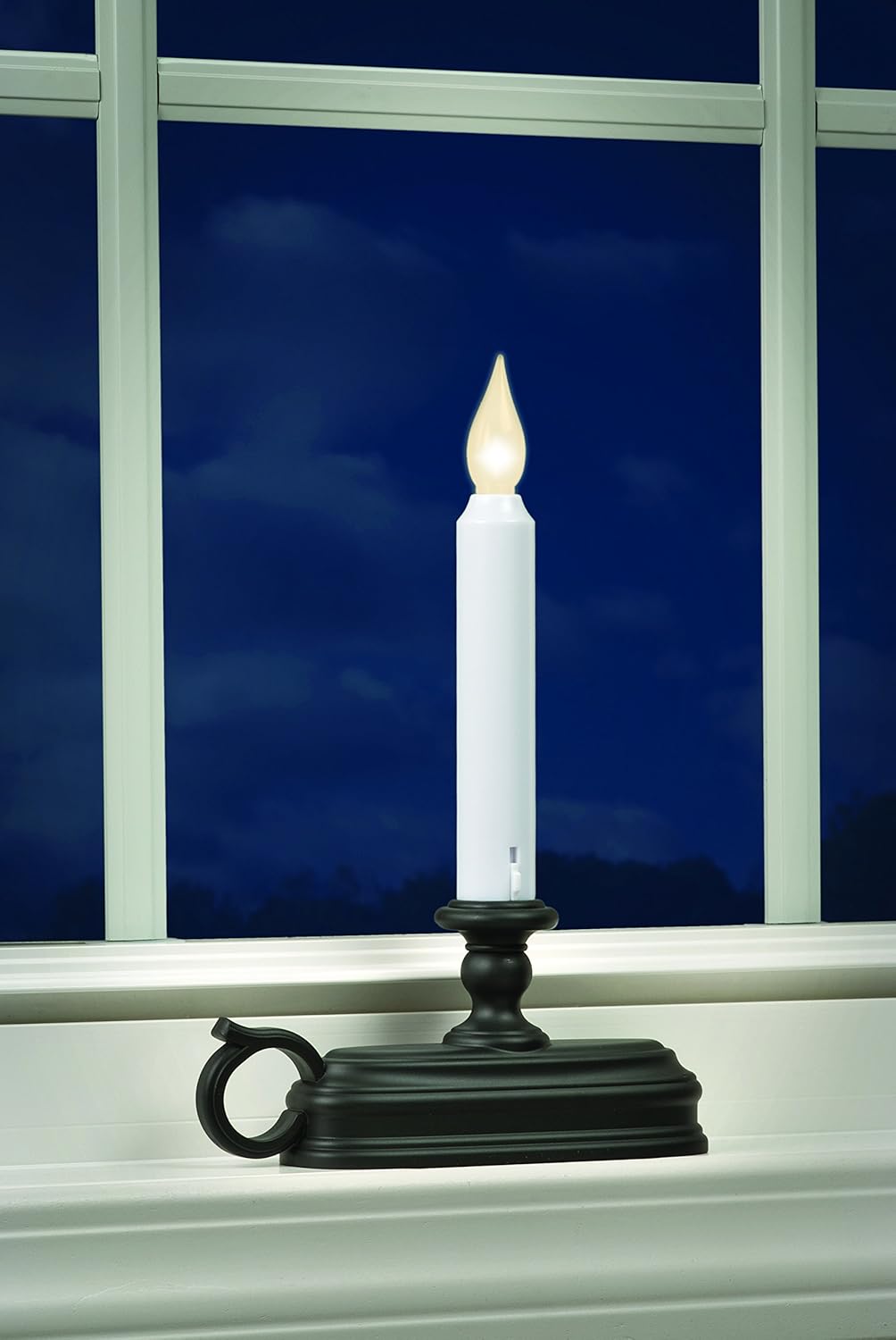 FPC1525A-R6 Battery Operated LED Window Candle with New Hot Spot Technology and Dusk to Dawn Sensor and Choice of Amber or White Flame, Aged Bronze/Black Finish (Pack of 6)