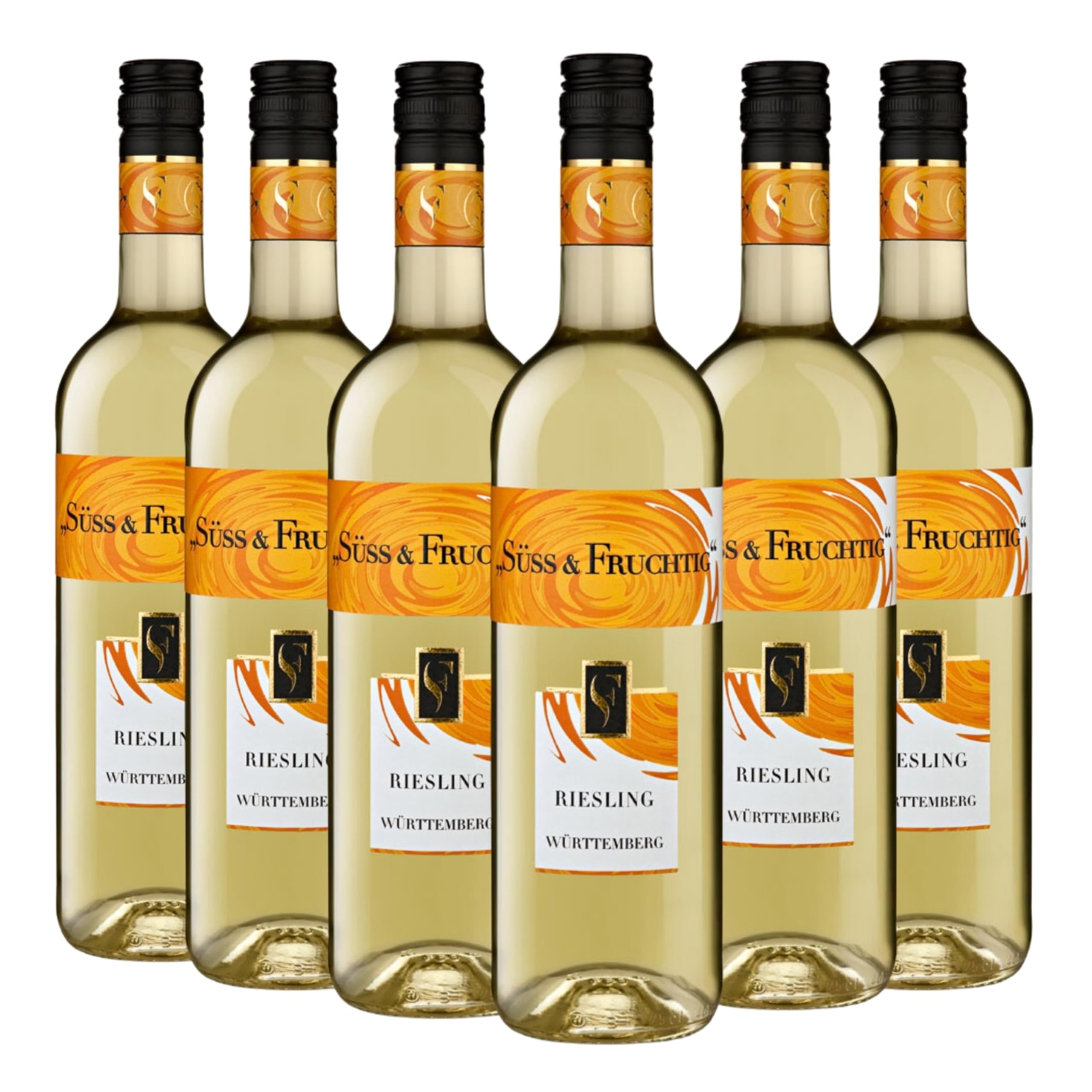 Württemberger Wein Riesling SÜSS und FRUCHTIG - leckeres Aromenspiel von Äpfeln, Birnen, Mango - 6 x 0.75 l
