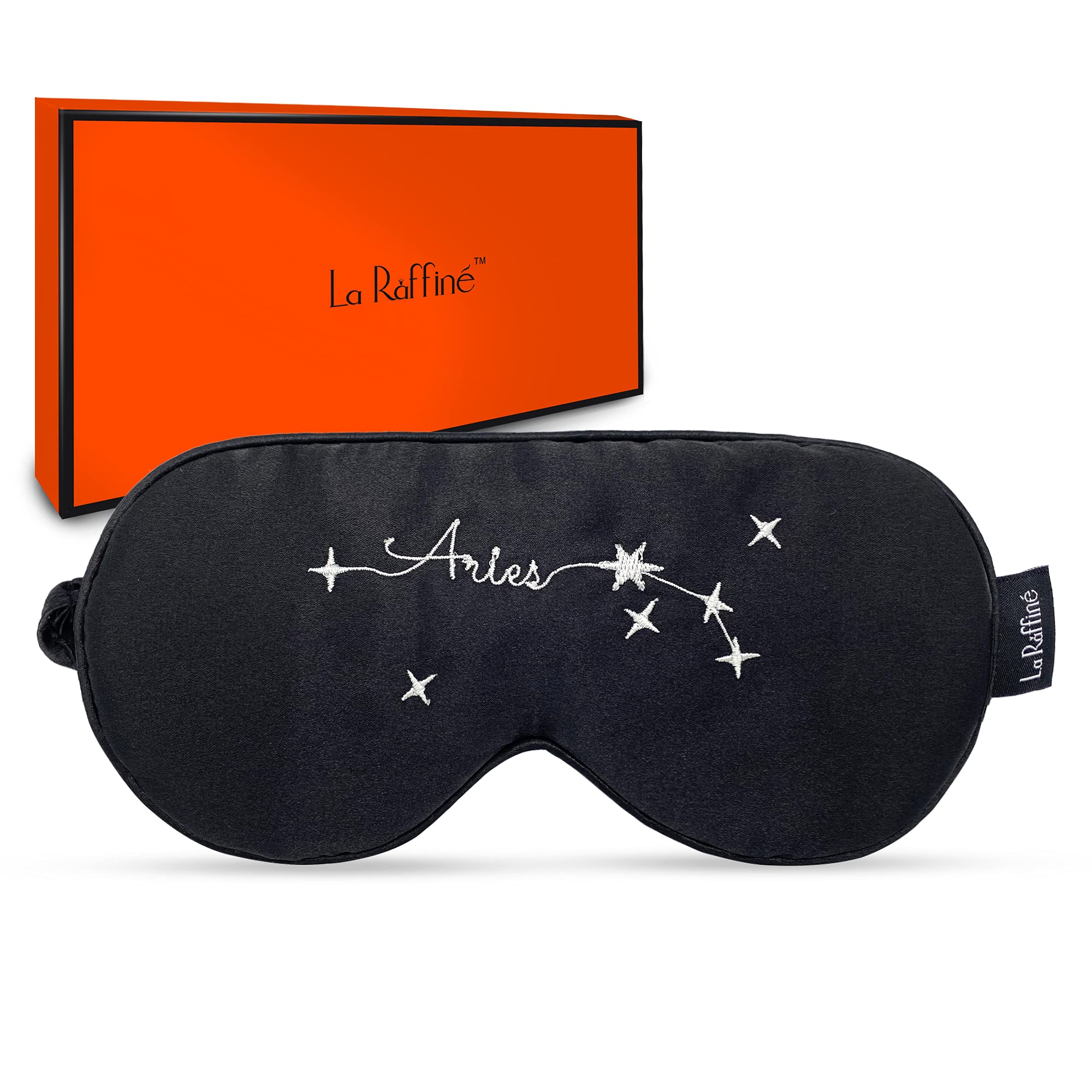 Sleep Mask Eye Mask for Sleeping, Sleeping Mask Blocking Out Light Perfectly for Women and Men, Soft and Comfortable Blindfold for Travelling Constellation Embroidery Pattern - Aries