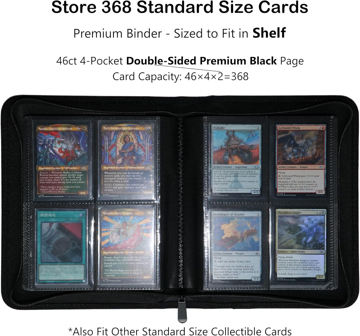 Premium 4 Pocket Card Binder, Fits 368 Trading Cards Ringless Trading Card Album Side Loading Pockets with ZIp for TCG