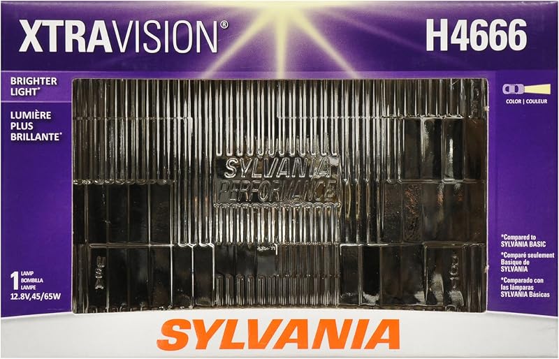 Farol selado halógeno SYLVANIA H4666 XtraVision com lente de vidro transparente – 1 unidade