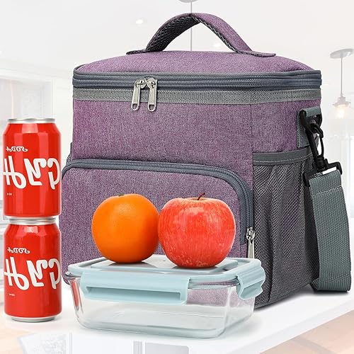 Miniatura 6 de Bolsa de almuerzo unisex aislada, morado, 10.2 x 7.5 x 9 pulgadas