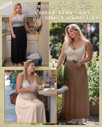 3 Pack Plus Size Maxi Skirts with Pockets