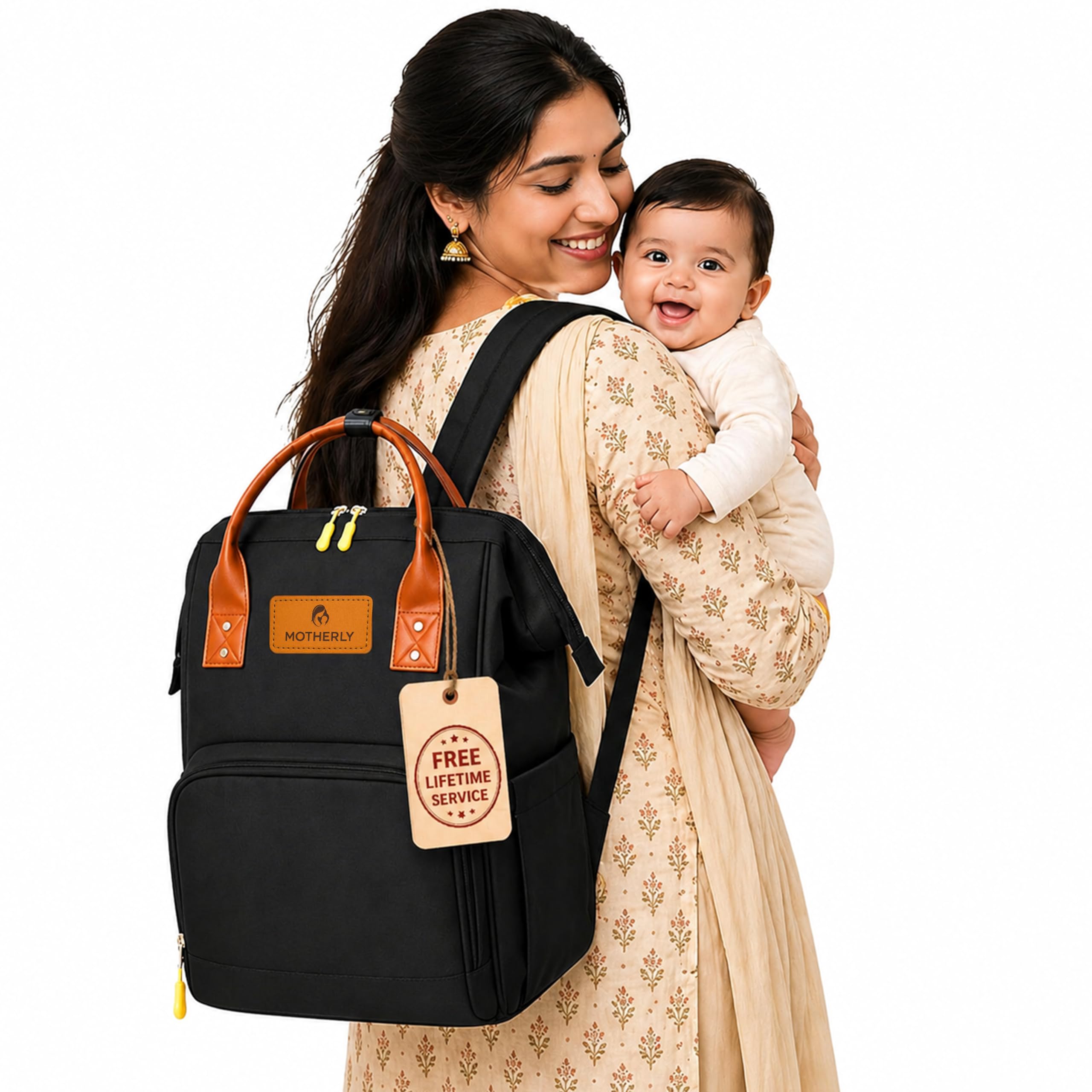 Motherly Everyday Diaper Bag for Mothers for Travel, Maternity Bag for Newborn Baby, Mother Travelling Bag, Multiple Pocket Water Resistant Hospital Bag for moms with 6 Month Warranty (Black)