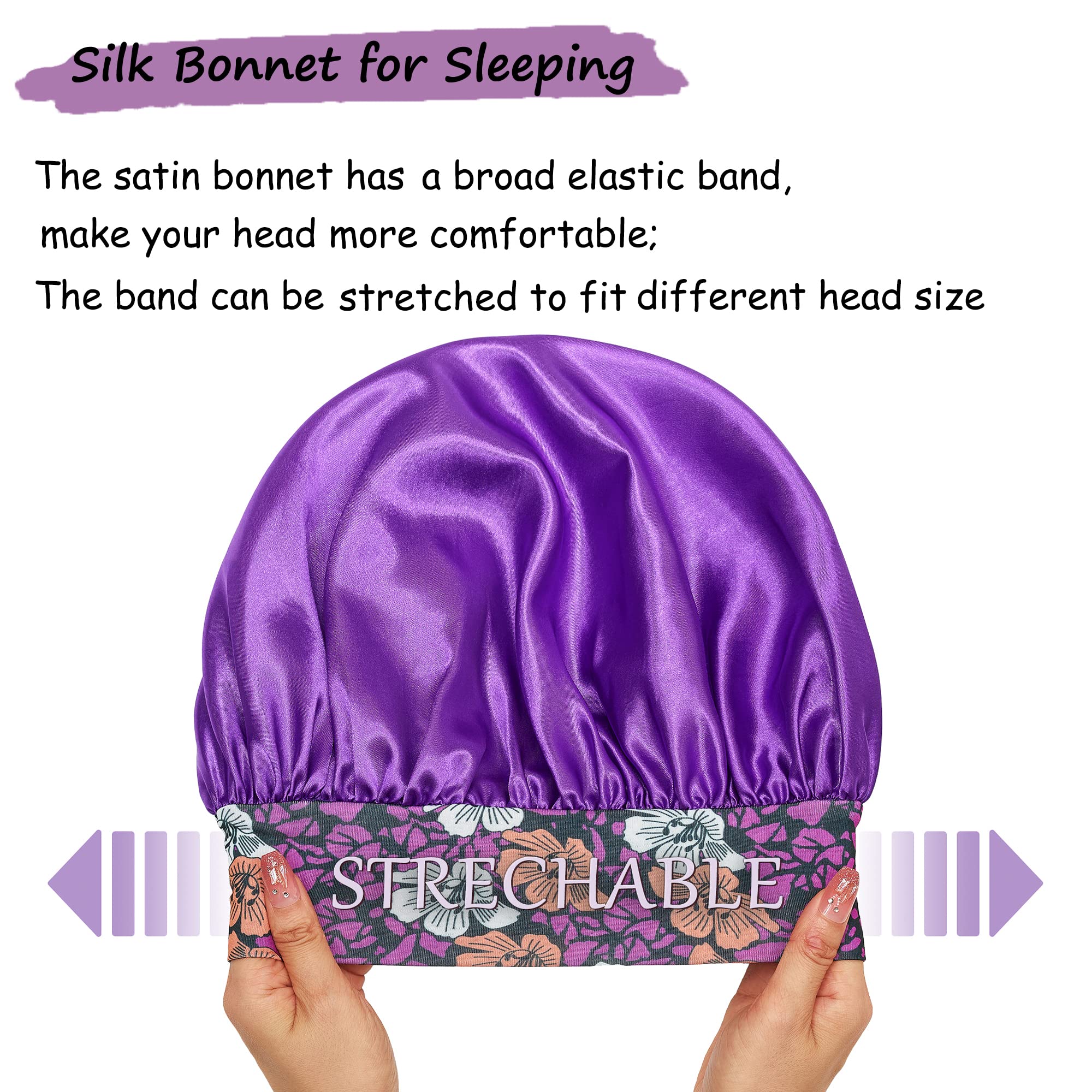 Amazon.com: 3 Pack Satin Bonnet Silk Hair Bonnet for  display picture 2