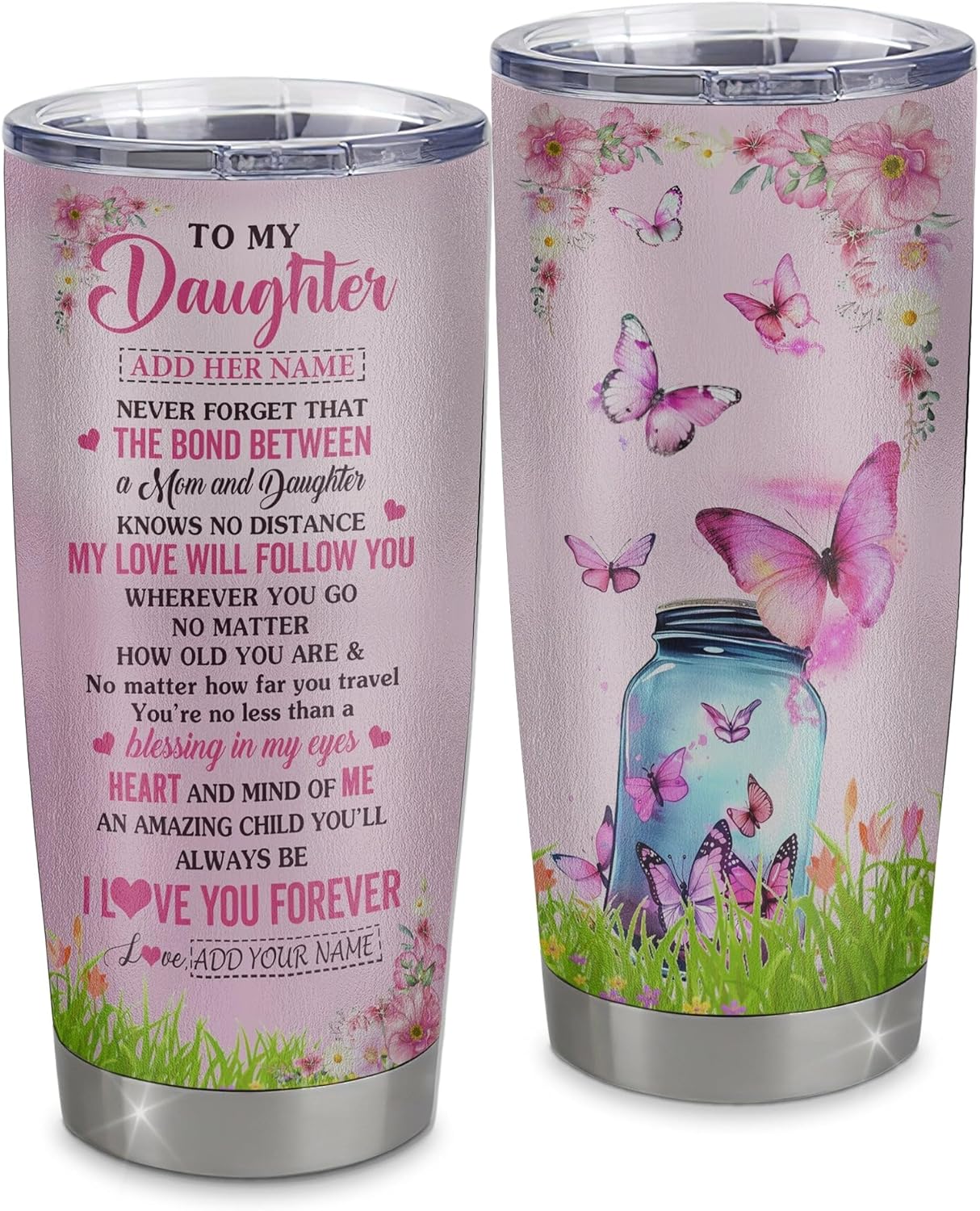 TeesPure Personalized To My Daughter Gifts Tumbler From Mom Dad Whenever Turtle Unique Birthday Gifts For Daughter Graduation Christmas Custom Stainless Steel Cup Travel Mug 20oz Curved Tumbler