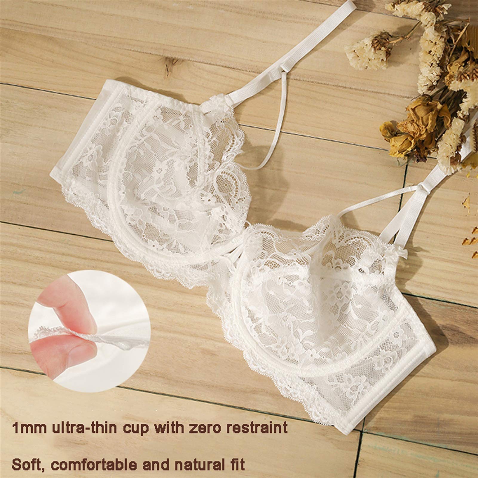 WENJUN Conjunto de lencería para mujer de talla grande, sujetador de encaje y bragas sexy cruzadas ultrafinas, 2 piezas (color: negro, tamaño: 95D)