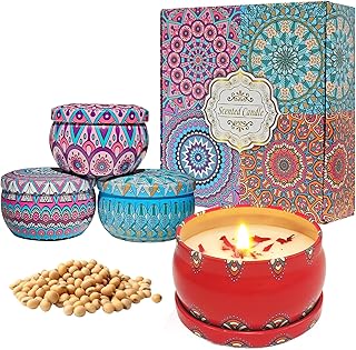 Scented Candles Gift for Women, Aromatherapy Candles Gift Set,Portable Travel Tin Candle,4 Pack Soy Wax Candles for Mother\'s Day, Christmas, Birthday, Valentine\'s Day, Bath, Yoga