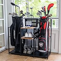 Vista 9 de Organizador de almacenamiento de golf Teal Triangle, almacenamiento gratuito para garaje resistente, contiene palos de golf, bolsas, accesorios