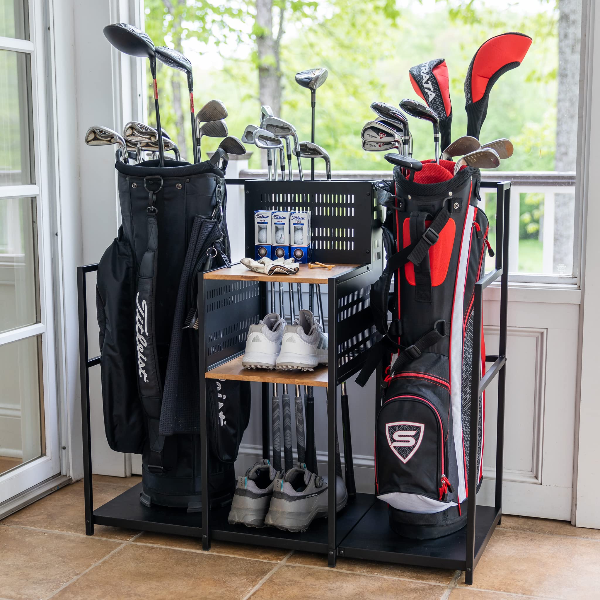 Teal Triangle Golf Storage Organizer for Garage - Golf Bag Stand
