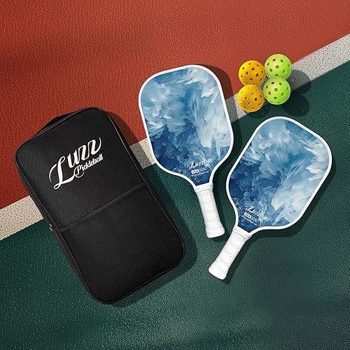 Miniatura 7 de LUZZ Pickle Juego de 2 palas de bola de fibra de carbono T700, superficie arenada con núcleo de panal para principiantes, mayor control de