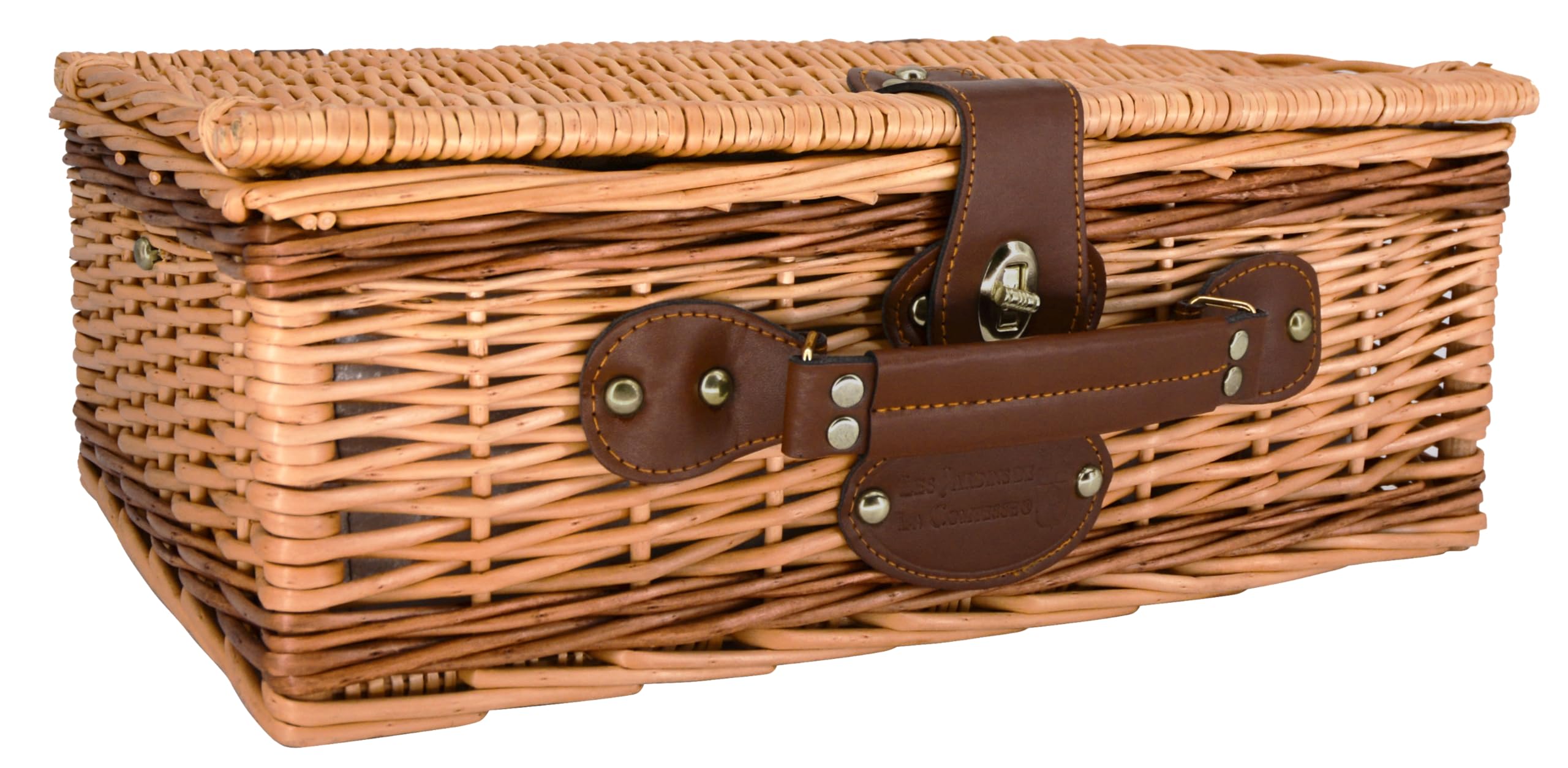 Les Jardins de la Comtesse - Cesto Picnic Mont-Blanc - 2 Persone - Marrone - Completo di scomparto isotermico - Stoviglie incluse - Tazze in ceramica - 43 x 29 x 16 cm