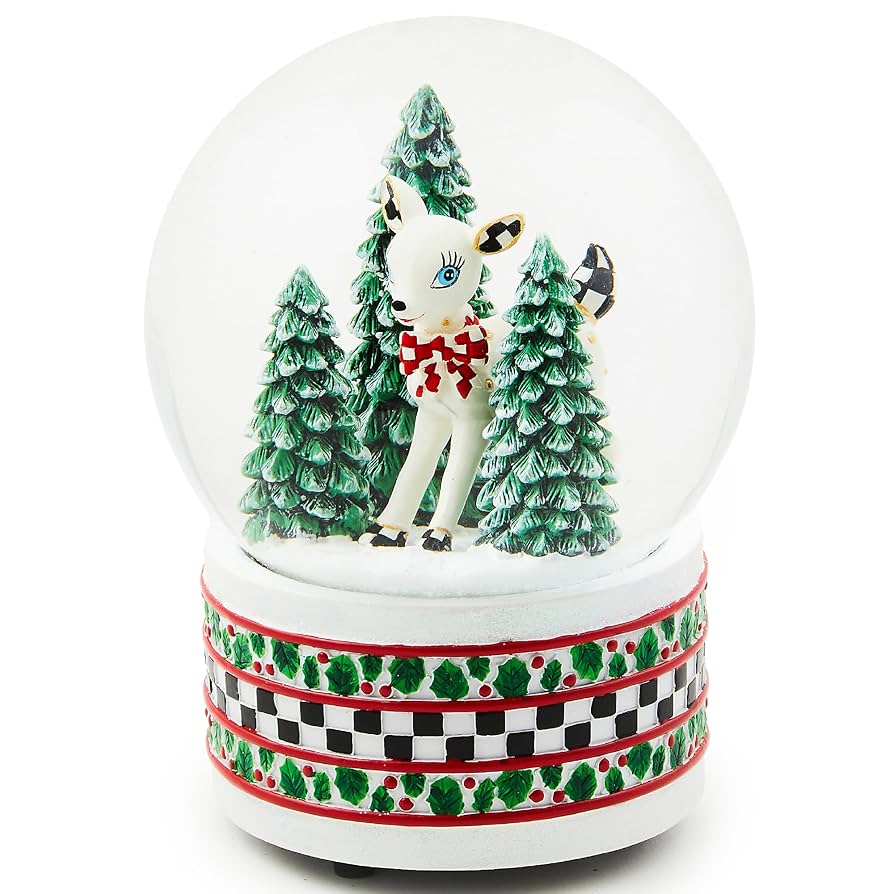 Amazon.com: MACKENZIE-CHILDS Christmas Snow Globe and Music