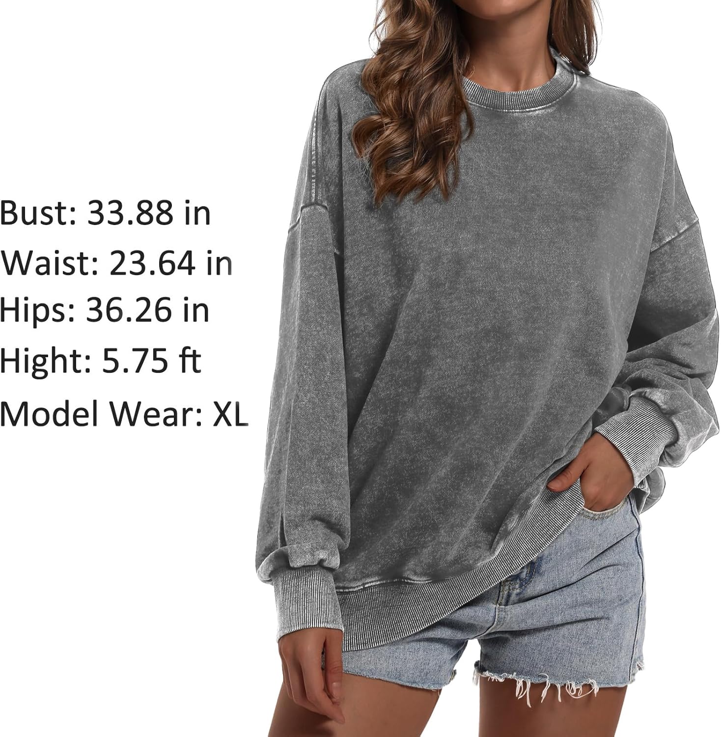Oversized Vintage Hoodie for Women Cotton Loose Fit Baggy Hooded Sweatshirt Trendy Basic Acid Wash Pullover Top - Image 3