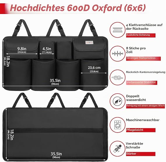 SURDOCA Trunk Organizer Upgrade Version Organizer Car with 8 GroÃ∗ Trunk Organizer Velcro Trunk Bag Car Accessories Interior