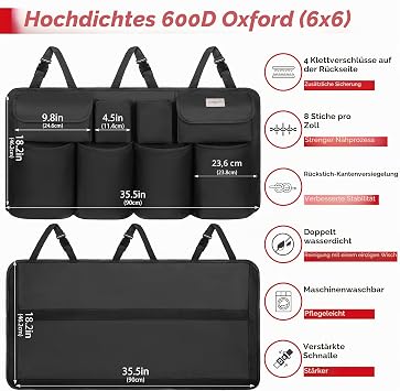 SURDOCA Trunk Organizer Upgrade Version Organizer Car with 8 GroÃ∗ Trunk Organizer Velcro Trunk Bag Car Accessories Interior