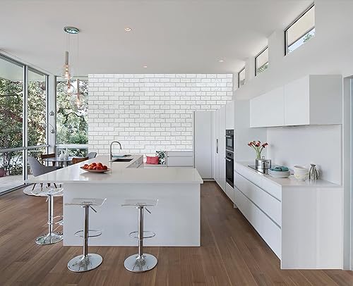 Miniatura 2 de Dundee Deco Panel de pared 3D de PVC de ladrillo sintético gris blanco, 2 x 2 pies (23.6 in x 23.6 in), decoración de paneles de pared de diseño