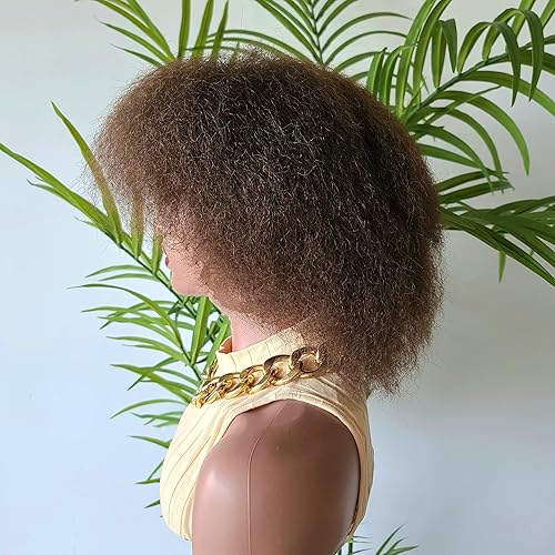 Miniatura 7 de Peluca afro con efecto afro, peluca afro con vuelos, pelucas realistas 4c 4b para mujeres negras (1 B)