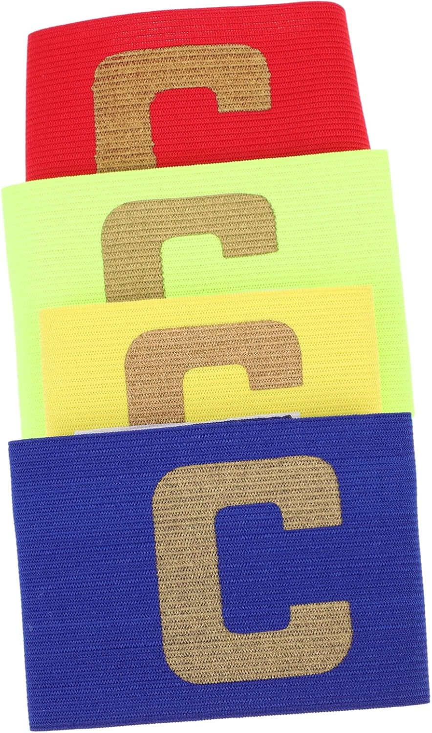 4pcs Soccer Captain Armlets Boy Girl Armbands for Football Matches Non-Slip Design Yellow Red Blue Green for Team Sports